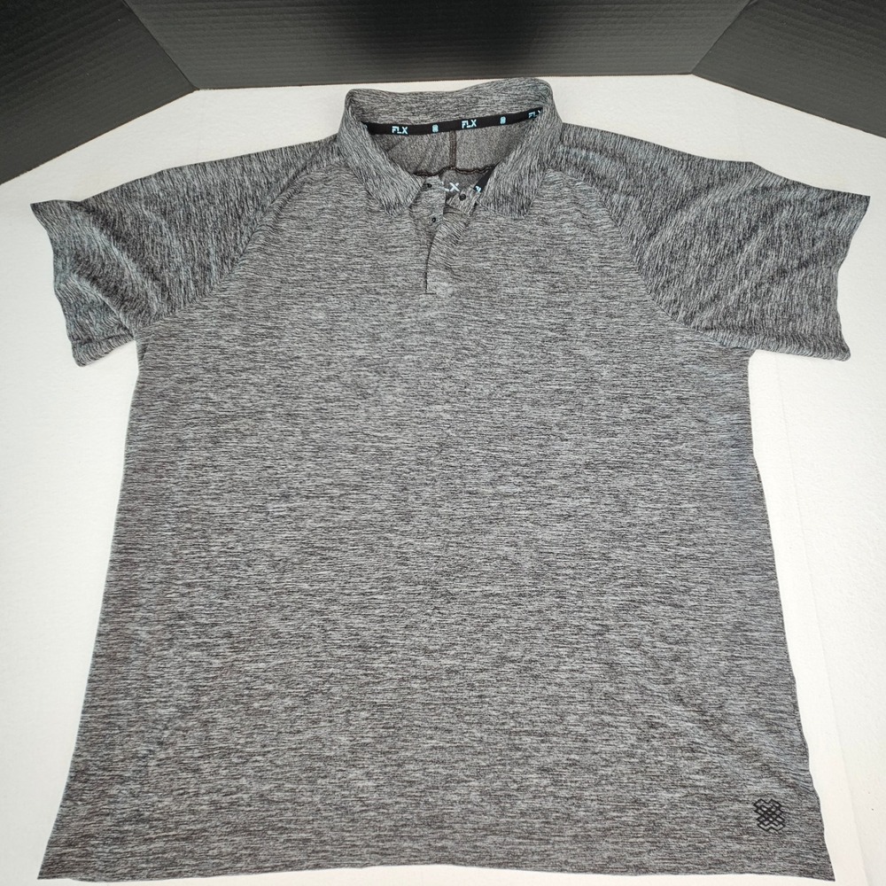 FLX Urban Commuter Polo Shirt Mens XXL Gray Space Dye Performance Short Sleeve
